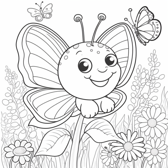flower butterfly drawing