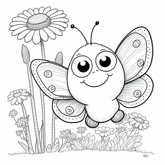 butterfly on flower drawing