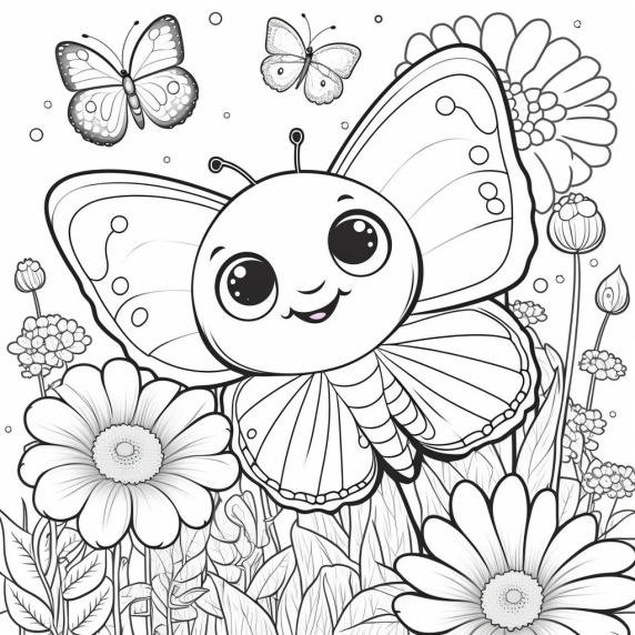 flower butterfly drawing
