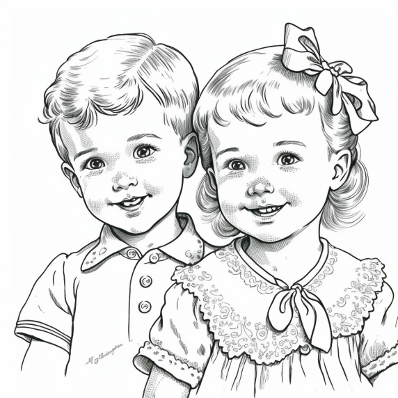 girl drawing brother and sister