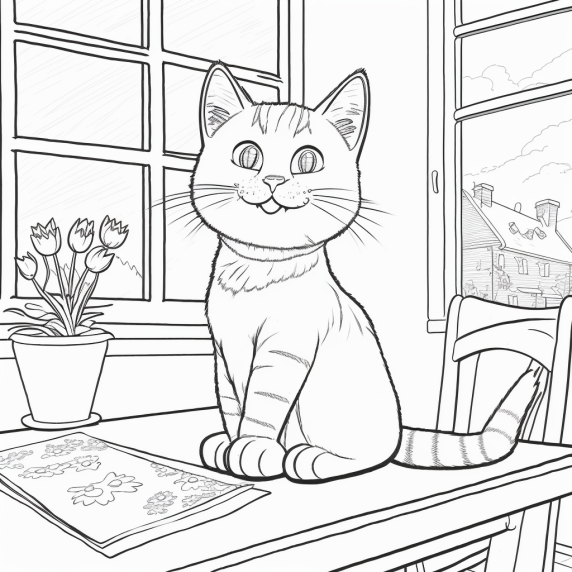 Drawing a cat at home