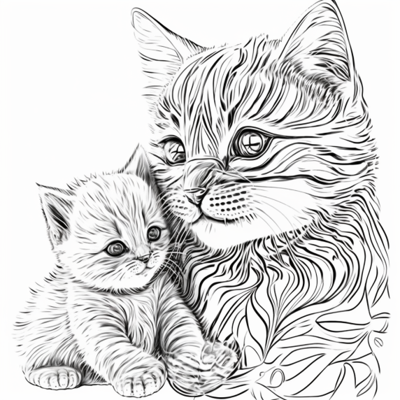 Cat and puppy drawing