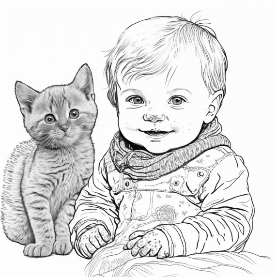 Cat and baby drawing