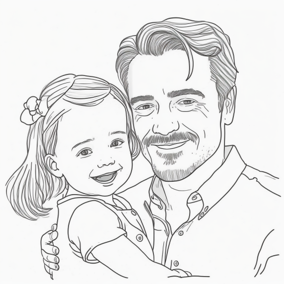 girl drawing with father