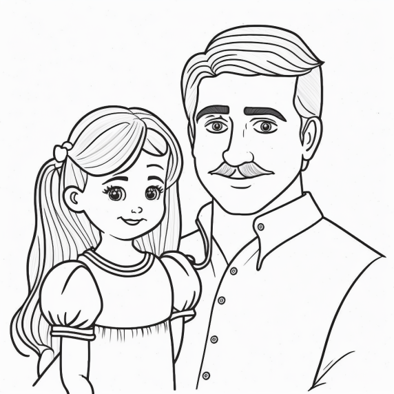 Drawing of a girl with a father