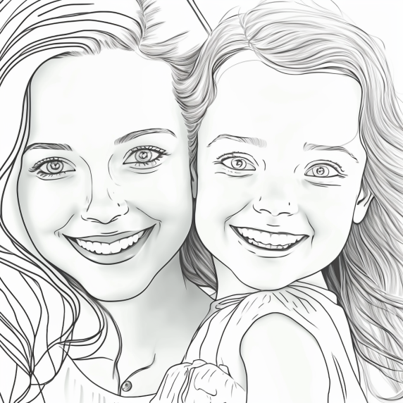 Drawing girl with mother