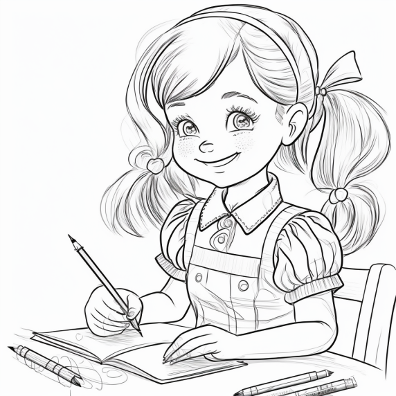 a drawing of a girl