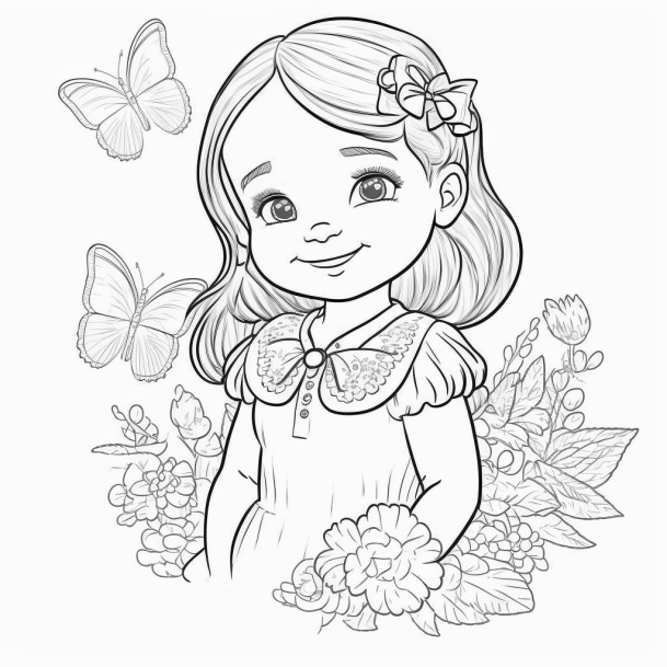 Drawing a girl and a butterfly