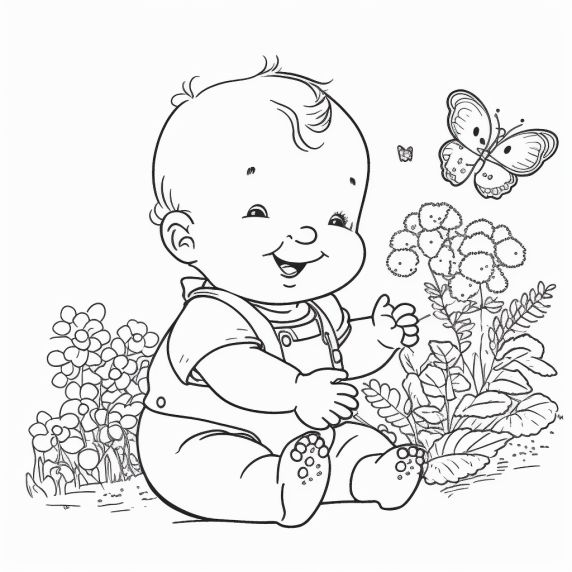 Butterfly and baby for coloring