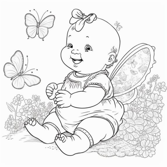Butterfly and baby drawing