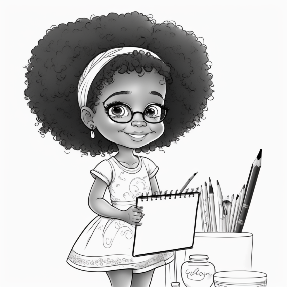 black girl drawing