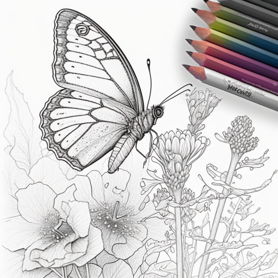 side butterfly drawing