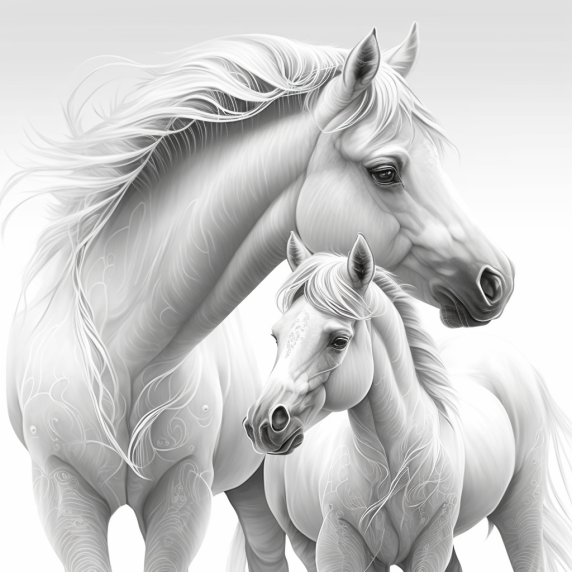 realistic horses drawing
