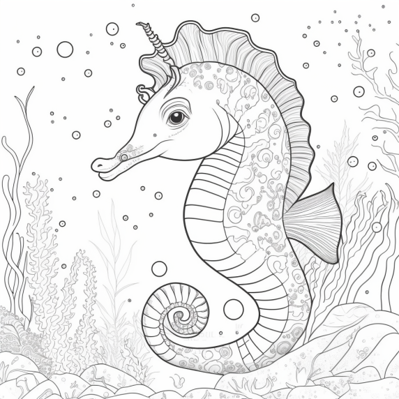 sea horse drawing