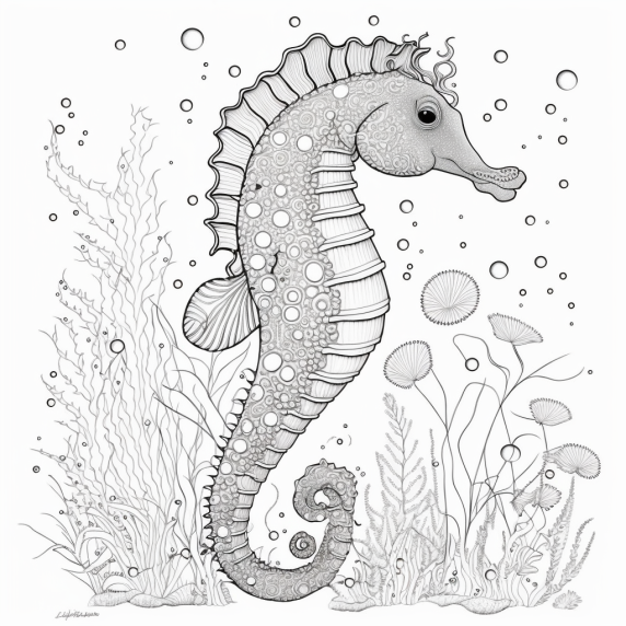 sea horse drawing