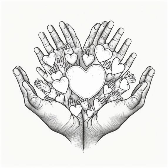 heart hands drawing